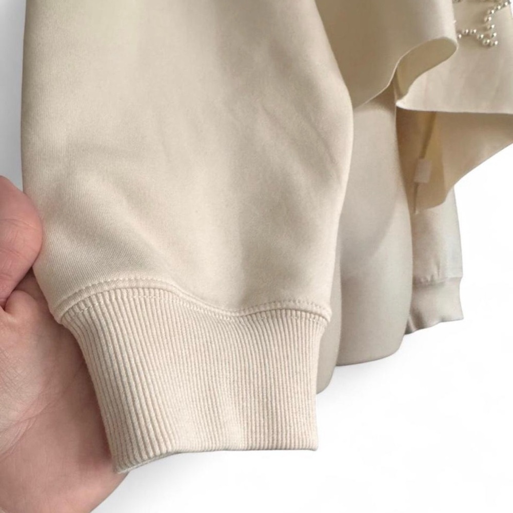 Simply Southern Pearl Star Cropped Sweatshirt Cream Medium Embellished Modal - Picture 5 of 10